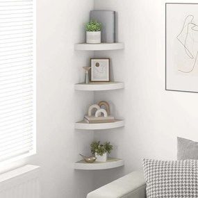 vidaXL Ράφια Τοίχου Γωνιακά 4 τεμ. Δρυς/Λευκό 25 x 25 x 3,8 εκ από MDF