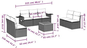 vidaXL Σετ Καναπέ Κήπου 8 τεμ. Μικτό Μπεζ Συνθετικό Ρατάν με Μαξιλάρια