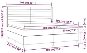 vidaXL Κρεβάτι Boxspring με Στρώμα Taupe 200x200 εκ. Υφασμάτινο