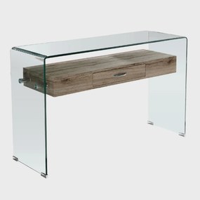 Κονσόλα Glasser Wood EM737 120X40X75 cm Σετ 2τμχ Μελαμίνη,Γυαλί