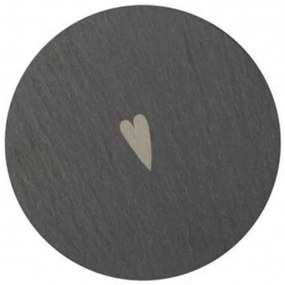 Σουβέρ Heart (Σετ 2Τμχ) LBTRD0015255 Φ10cm Grey Raeder Σχιστόλιθος
