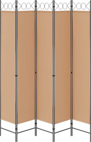 vidaXL 5-Panel Διχοτόμος Μπεζ 200 x 220 cm Ύφασμα