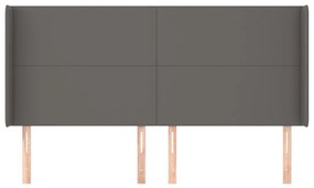 Κεφαλάρι με Πτερύγια Γκρι 163x16x118/128 εκ. Συνθετικό Δέρμα - Γκρι
