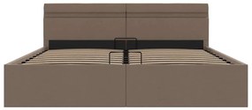 vidaXL Πλαίσιο Κρεβατιού με Αποθ. Χώρο/LED Taupe 160x200 εκ. Ύφασμα