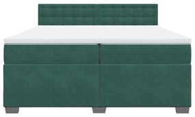 vidaXL Κρεβάτι Boxspring με Στρώμα Σκούρο Πράσινο 200x200εκ. Βελούδινο