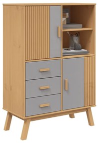 vidaXL Ντουλάπι OLDEN Γκρι και Καφέ 85x43x125 εκ. Μασίφ Ξύλο Πεύκου