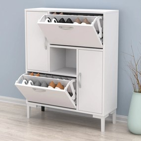 ΠΑΠΟΥΤΣΟΘΗΚΗ MEDY HM18187.03 ΜΕΛΑΜΙΝΗ ΣΕ ΛΕΥΚΟ-ΛΕΥΚΑ ΠΟΔΙΑ 86,5x30x109Υεκ (1 Τεμμάχια)