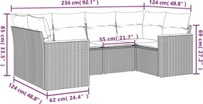 vidaXL Patio Sofa Set 6-θέσια Μικτό μπεζ