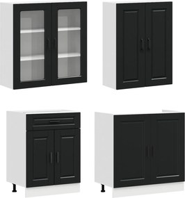 vidaXL Μονάδα κουζίνας PORTO 8 pcs Μαύρο Επεξεργασμένο Ξύλο