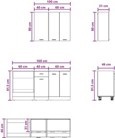 vidaXL Μονάδα κουζίνας LYON 5 pcs Γκρι Σκυροδέματος Επεξεργασμένο Ξύλο