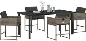 vidaXL Σέτ φαγητού για κήπο 5 pcs Γκρι συνθετικό ρατάν
