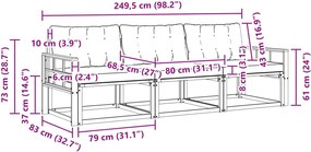 vidaXL Σειρά Καναπέ Εξωτερικού με μαξιλάρι 3 pcs Λευκό και Μπεζ