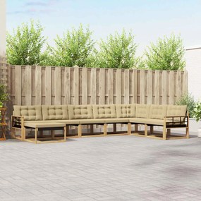 vidaXL Σειρά Καναπέ Εξωτερικού με μαξιλάρι 8 pcs Λευκό και Μπεζ