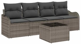 vidaXL Σετ Καναπέ Κήπου 5 pcs Γκρι Πολυ ράταν