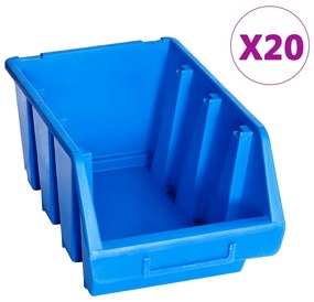 Κουτιά Αποθήκευσης Στοιβαζόμενα 20 Τεμ. Μπλε από Πλαστικό