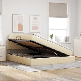 vidaXL Κρεβάτι με αποθηκευτικό χώρο και LED Κρέμ 180 x 200 cm