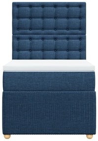 vidaXL Κρεβάτι Boxspring με Στρώμα Μπλε 100 x 200 εκ. Υφασμάτινο