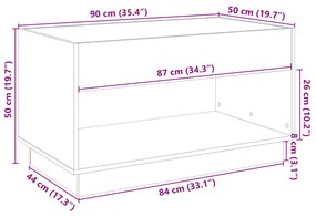 Τραπεζάκι Σαλονιού Άπειρο Φως LED Sonoma Δρυς 90x50x50 εκ. - Καφέ