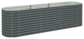 vidaXL Ζαρντινιέρα Υπερυψωμένη Γκρι 320x80x81 εκ. Γαλβανισμ. Χάλυβας