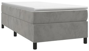 vidaXL Κρεβάτι Boxspring με Στρώμα Ανοιχτό Γκρι 100x200 εκ. Βελούδινο