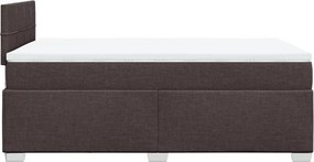 vidaXL Κρεβάτι Boxspring με Στρώμα Σκούρο Καφέ 120x200 εκ. Υφασμάτινο