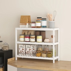 HOMCOM Ράφι παπουτσιών από μπαμπού 3 επιπέδων, ράφι αποθήκευσης, βαμμένη επιφάνεια, Λευκό