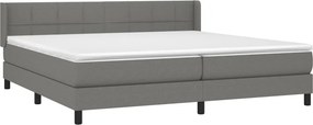 vidaXL Κρεβάτι Boxspring με Στρώμα Σκούρο Γκρι 200x200 εκ. Υφασμάτινο