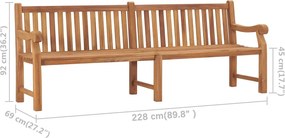 vidaXL Παγκάκι Κήπου 228 εκ. από Μασίφ Ξύλο Teak