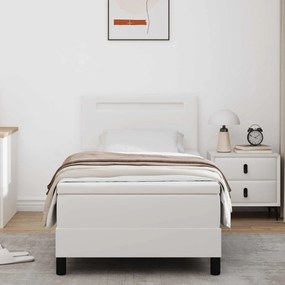 vidaXL Κρεβάτι με ελατήρια με στρώμα Λευκό 90 x 190 cm Τεχνητό δέρμα