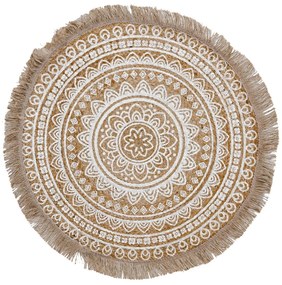 Χαλάκι Στρογγυλό Yute 235 Beige-White διαμετρος 120εκ. - Kentia