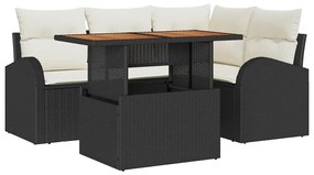 vidaXL Σετ Καναπέ Κήπου 5 pcs Μαύρο και κρεμ 100 x 55 x 73 εκ