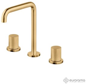 Eurorama OSO Μπαταρία Νιπτήρα Θερμομικτική 3 οπών Light Gold Brushed