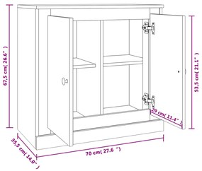 Μπουφές Γκρι Σκυροδέματος 70x35,5x67,5 εκ. Επεξεργασμένο Ξύλο - Γκρι