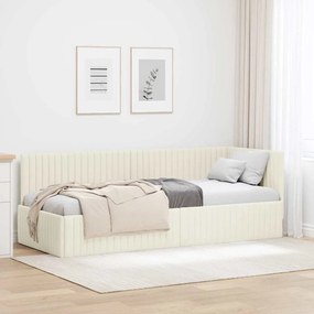 vidaXL Κρεβάτι Γωνίας με κεφαλάρι Κρεμ 80 x 200 cm Βελούδο