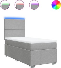 vidaXL Κρεβάτι Boxspring με Στρώμα Ανοιχτό Γκρι 100x200 εκ. Υφασμάτινο