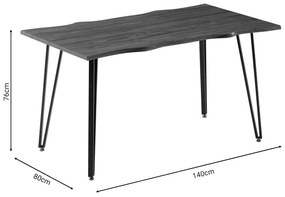 Τραπέζι Izzac pakoworld επιφάνεια MDF sonoma-πόδι μαύρο μέταλλο 140x80x76εκ