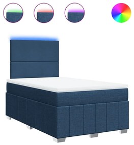 Κρεβάτι Boxspring με Στρώμα Μπλε 120x190 εκ. Υφασμάτινο - Μπλε