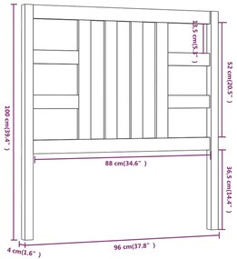 Κεφαλάρι Κρεβατιού Μαύρο 96 x 4 x 100 εκ. από Μασίφ Ξύλο Πεύκου - Μαύρο