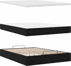 vidaXL Οθωμανικό κρεβάτι με στρώμα Μαύρο 140x190cm Βελούδο