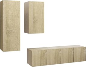 vidaXL Σετ Επίπλων Τηλεόρασης 4 Τεμαχίων Sonoma Δρυς Επεξ. Ξύλο