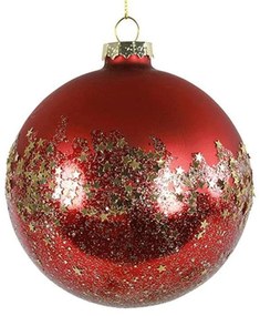 Χριστουγεννιάτικη Μπάλα Με Glitter 013.789244 Φ8cm Red-Gold