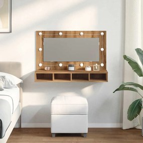 vidaXL Ντουλάπι καθρέφτη με LED Artisan Oak 90x31,5x62 cm