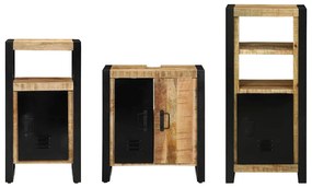 vidaXL Σετ Επίπλων Μπάνιου 3 pcs Καφέ και Μαύρο Στερεό ξύλο μάνγκο