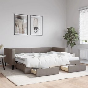 vidaXL Καναπές Κρεβάτι Συρόμενος Taupe 90x200 εκ. Ύφασμα &amp; Συρτάρια
