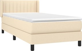 vidaXL Κρεβάτι Boxspring με Στρώμα Κρεμ 80 x 200 εκ. Υφασμάτινο