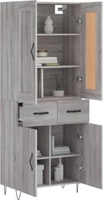 vidaXL Ντουλάπι Γκρι Sonoma 69,5 x 34 x 180 εκ. Επεξεργασμένο Ξύλο