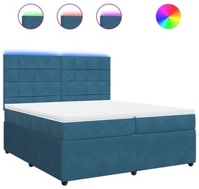 vidaXL Κρεβάτι Boxspring με Στρώμα Μπλε 200x200 εκ. Βελούδινο