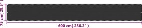 vidaXL Διαχωριστικό Βεράντας Ανθρακί 75 x 600 εκ. από HDPE