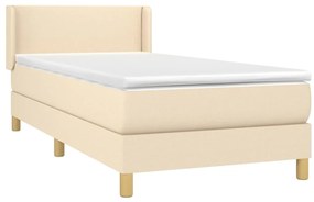 vidaXL Κρεβάτι Boxspring με Στρώμα Κρεμ 90x200 εκ.Υφασμάτινο
