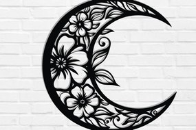 Intra απο ξύλο plywood 3mm-4mm πάχος - Floral Moon Metal Wall Art Laser Cut  Δίασταση 40x50 cm INTRAFABR-118875142